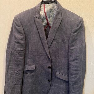 Altamoda By MW 42R 2 Button Gray Herringbone Men’s Silk Suit Blazer Sport Coat